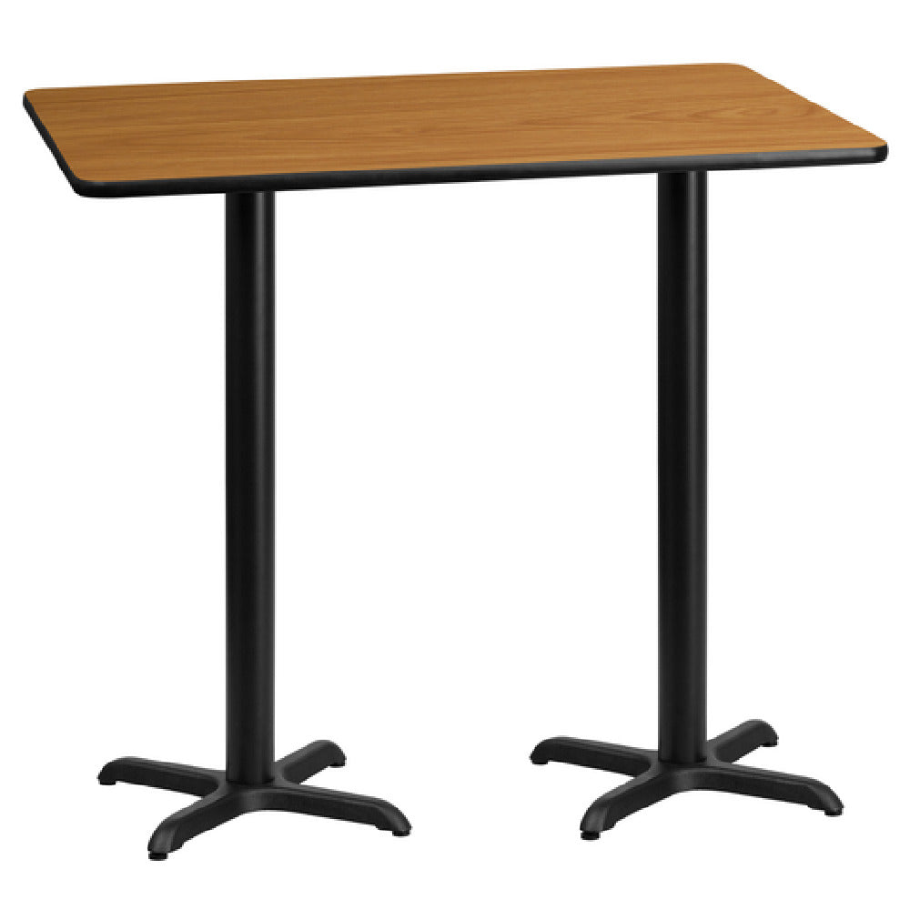 Flash Furniture XU-NATTB-3060-T2222B-GG Table 60"W X 30"D X 43-1/8"H Bar Height