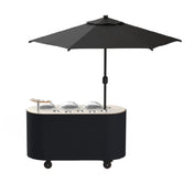 Steelite MGCOVC01VXBB - Oval Gelato Cart With Vanilla Top, Black Cover, And Black Umbrella