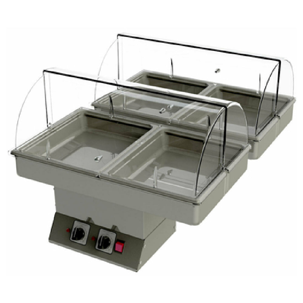 Cadco GG-HT2 2-Bay Heat Package For CBC-GG-B2 Carts Includes: (4) 2-1/2" High Half Size Stainless Steel Steam Pans