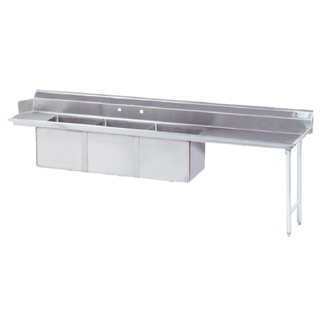 Advance Tabco DTC-3-1824-108R Dishtable With 3-compartment Sink 107”W (3) 18" X 24" X 14" Bowls
