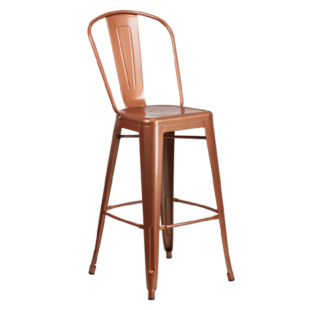 Flash Furniture ET-3534-30-POC-GG Bar Stool 500 Lb. Weight Capacity Curved Back With Vertical Slat