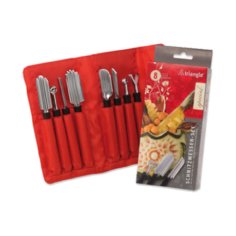 Louis Tellier 908310802 Triangle® Special Carving Tool Set (8) Pieces Stainless Steel With Non-slip Grip