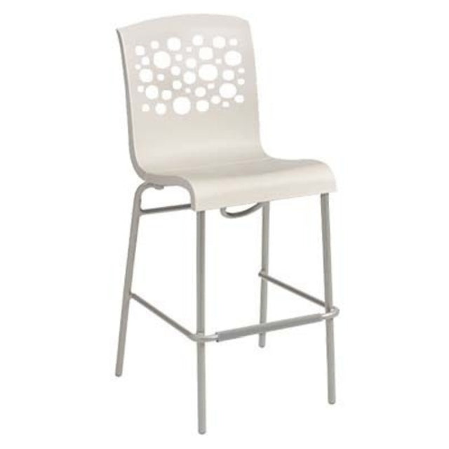 Grosfillex US838004 Tempo Stacking Barstool Resin Back With Circle Cutout Resin Seat