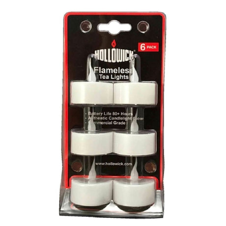 Hollowick HFBTL6-CL Flameless Lighting Tealights 1-1/2" Dia. X 1-1/2"H