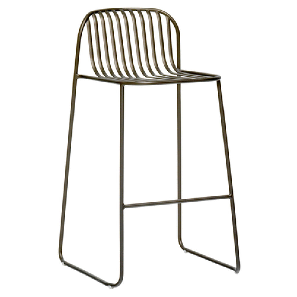 Emuamericas Llc 436 Riviera Stacking Barstool Outdoor/indoor Slatted Wrought Iron Back And Seat