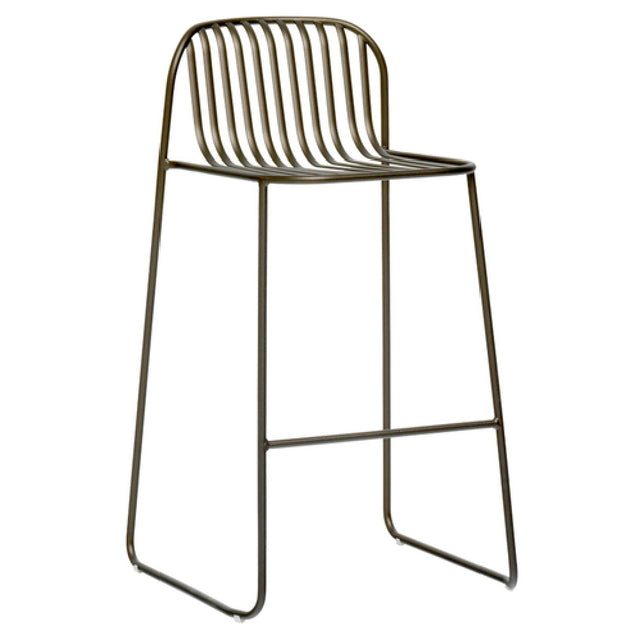 Emuamericas Llc E436-24 Riviera Stacking Barstool Outdoor/indoor Slatted Wrought Iron Back And Seat