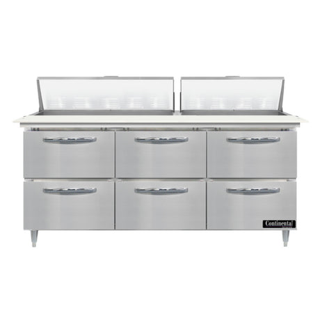 Continental Refrigerator D72N18C-D Designer Line Sandwich Unit 72"W Three-section