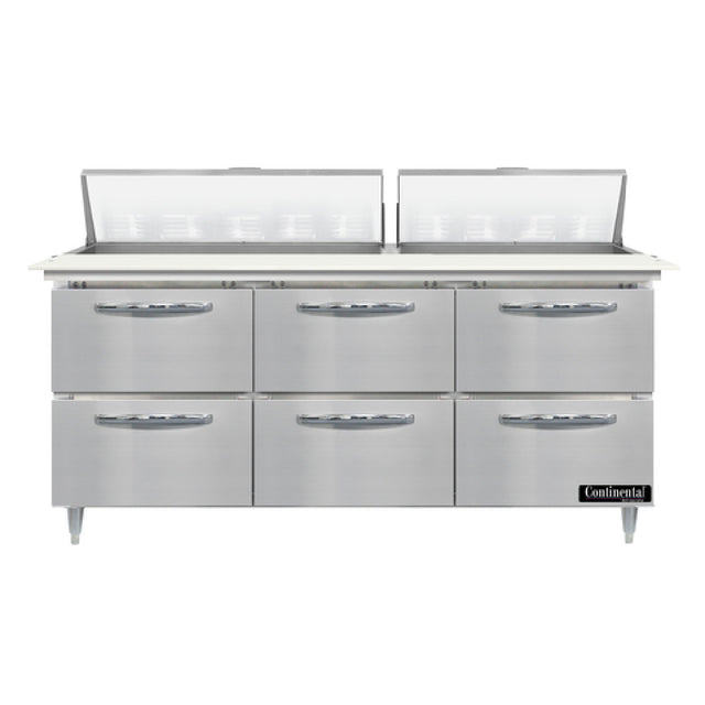 Continental Refrigerator D72N18C-D Designer Line Sandwich Unit 72"W Three-section