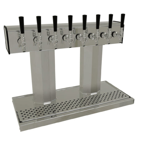 Glastender BT-8-MF Tee Draft Dispensing Tower Countertop (8) Stainless Steel Faucets (handles Not Included)