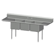 SPG 3N1618-2D24 - Universal Stainless Sink, Three Compartment, 24" Left & Right-hand Drainboards