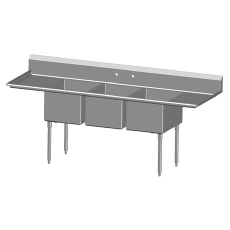 SPG 3N2430-2D24 - Universal Stainless Sink, Three Compartment, 24" Left & Right-hand Drainboards