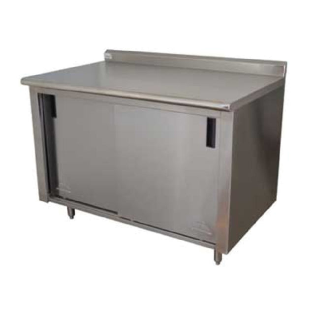 Advance Tabco CF-SS-369M Work Table 108"W X 36"D Cabinet Base With Mid-shelf & Sliding Doors