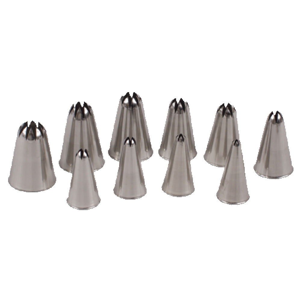 JB Prince B613 S Ateco Pastry Tube Tips Sizes 0- 9 Closed Star