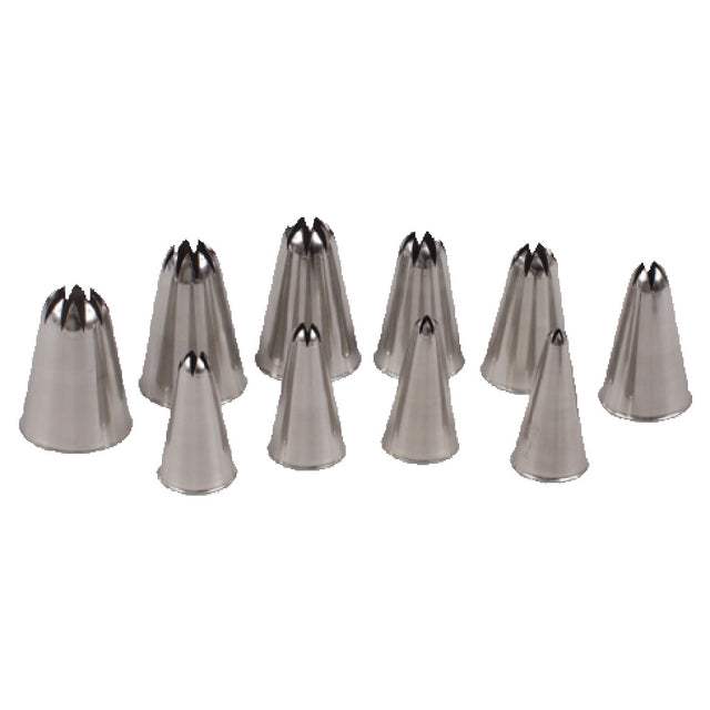 JB Prince B613 S Ateco Pastry Tube Tips Sizes 0- 9 Closed Star