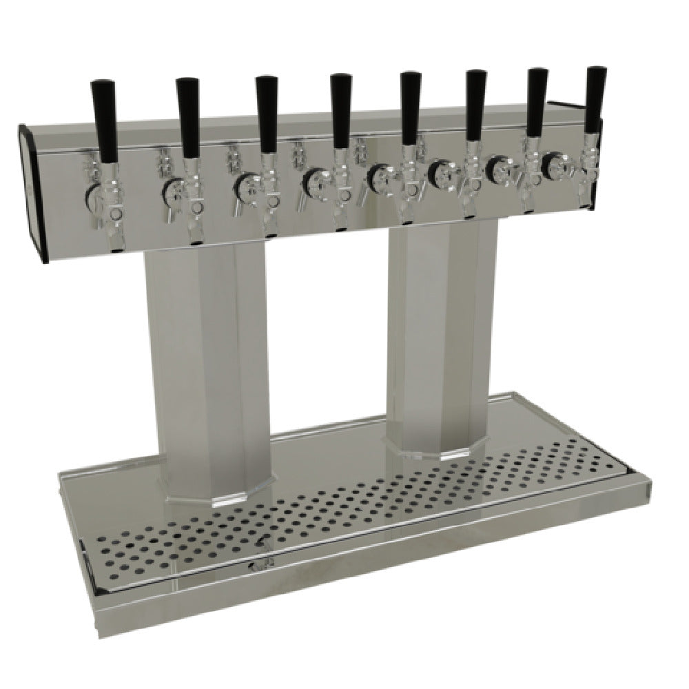 Glastender BT-8-MFR Tee Draft Dispensing Tower Countertop (8) Stainless Steel Faucets (handles Not Included)