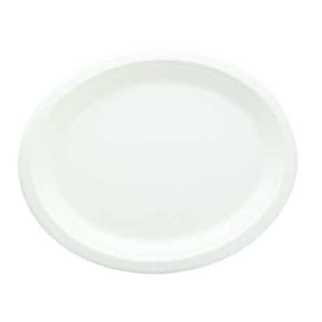 PacknWood 210APUO24F - Sugarcane Plate (No Added PFAs), 12.2"L X 9.4"W, White