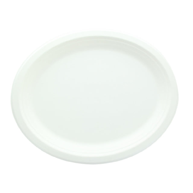 PacknWood 210APUO24F - Sugarcane Plate (No Added PFAs), 12.2"L X 9.4"W, White