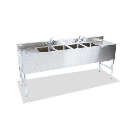 Steel Works Stainless SWBAR4B72-LR Four Compartment Underbar Sink 72" X 18-3/4" X 33"H