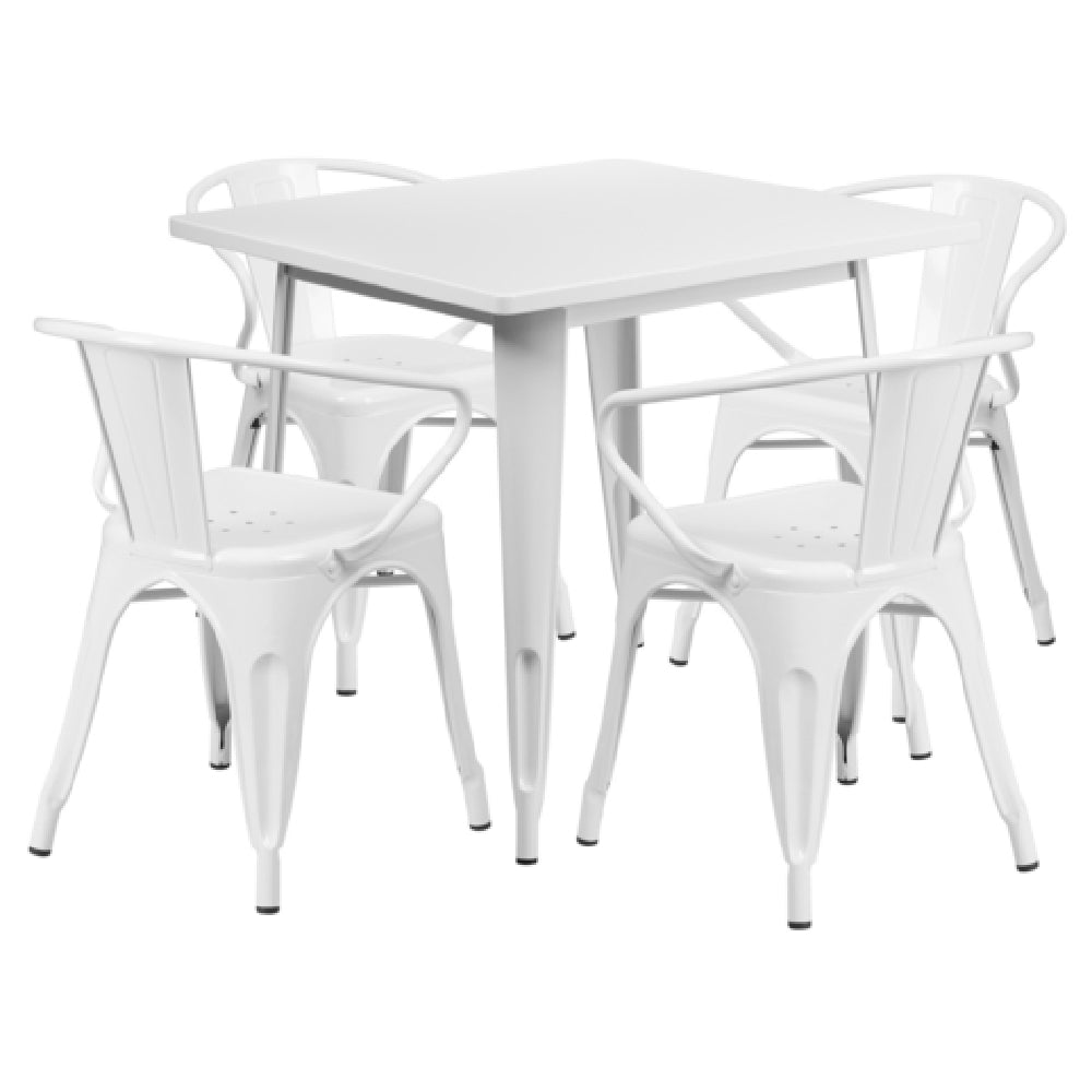 Flash Furniture ET-CT002-4-70-WH-GG Table And Chair Set Includes (1) 31-1/2"W X 31-1/2"D X 29-1/2"H Table