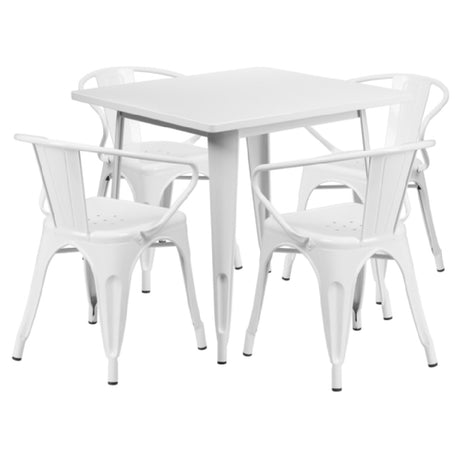 Flash Furniture ET-CT002-4-70-WH-GG Table And Chair Set Includes (1) 31-1/2"W X 31-1/2"D X 29-1/2"H Table