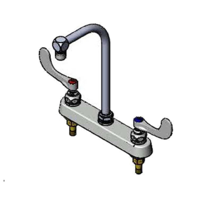 T&S Brass B-1120-04 Workboard Faucet Deck Mount With 8" Centers Quarter-turn Eterna Cartridges With Spring Checks