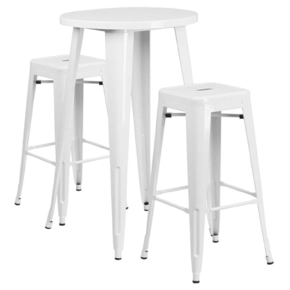 Flash Furniture CH-51080BH-2-30SQST-WH-GG Table And Bar Stool Set Includes (1) 24" Dia. X 41"H Table