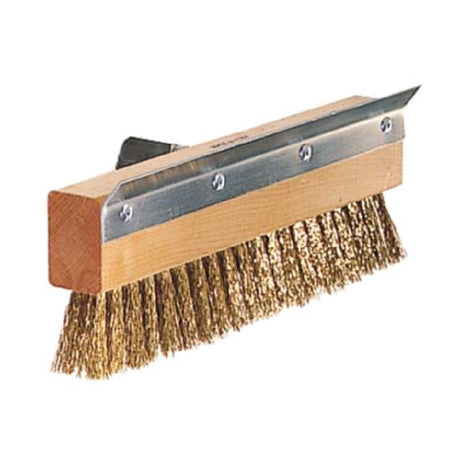 Admiral Craft PZ-1597H Oven Brush Head 10" X 1-3/4" Brass Wire Brush With Rust Proof Steel Scraper