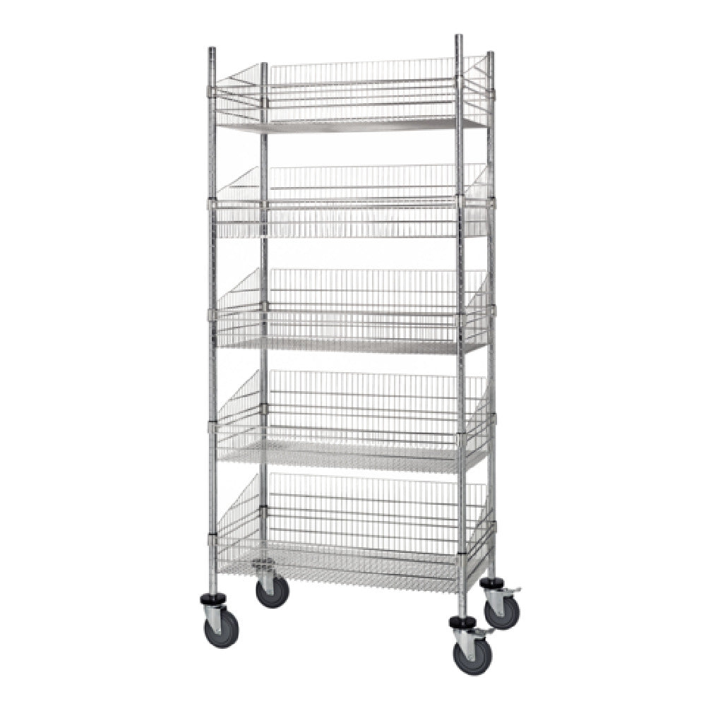 Quantum WRC74-BSK2448C-5 Post Basket Cart 48"W X 24"D X 80"H 1200 Lbs. Load Capacity