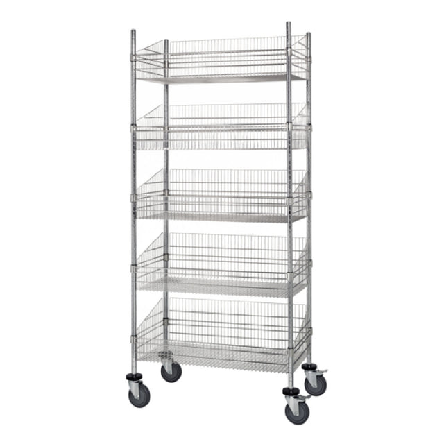 Quantum WRC74-BSK1848C-5 Post Basket Cart 48"W X 18"D X 80"H 1200 Lbs. Load Capacity