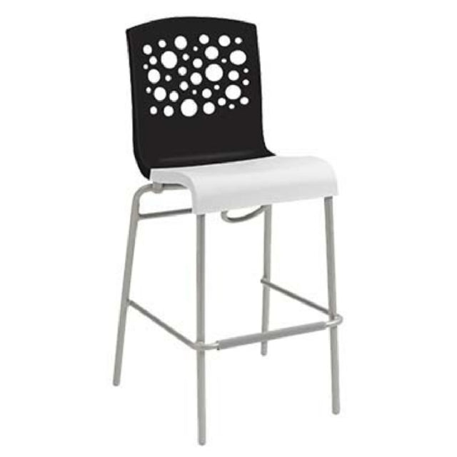 Grosfillex UT838017 Tempo Stacking Barstool Resin Back With Circle Cutout Resin Seat