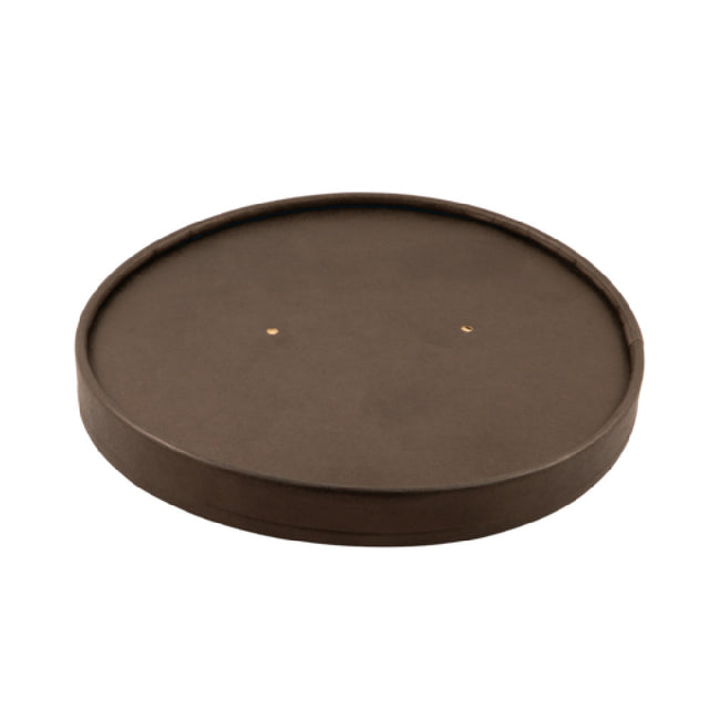 PacknWood 210LSOUP150N - Paper Lid, 5.91"D X 0.63"H, Black / Kraft