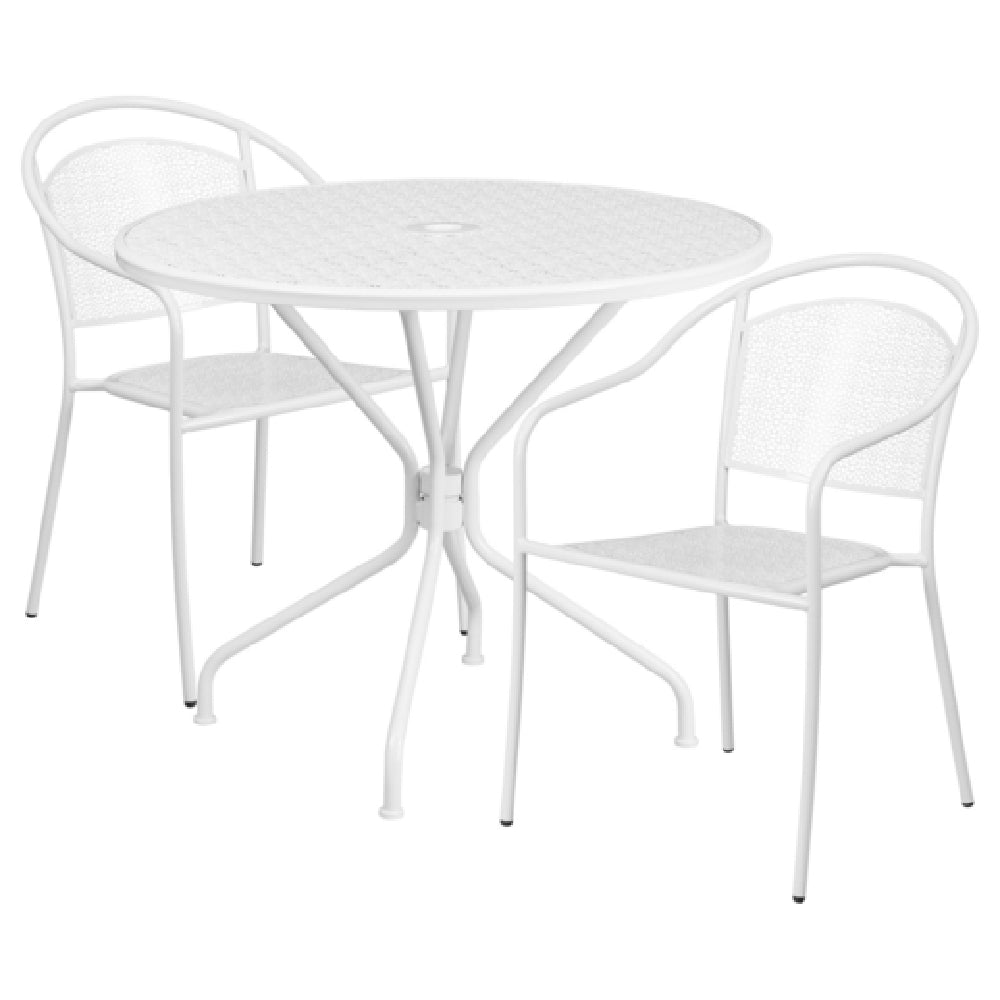 Flash Furniture CO-35RD-03CHR2-WH-GG Patio Table Set Includes (1) Table: 35-1/4" Dia. X 28-3/4"H