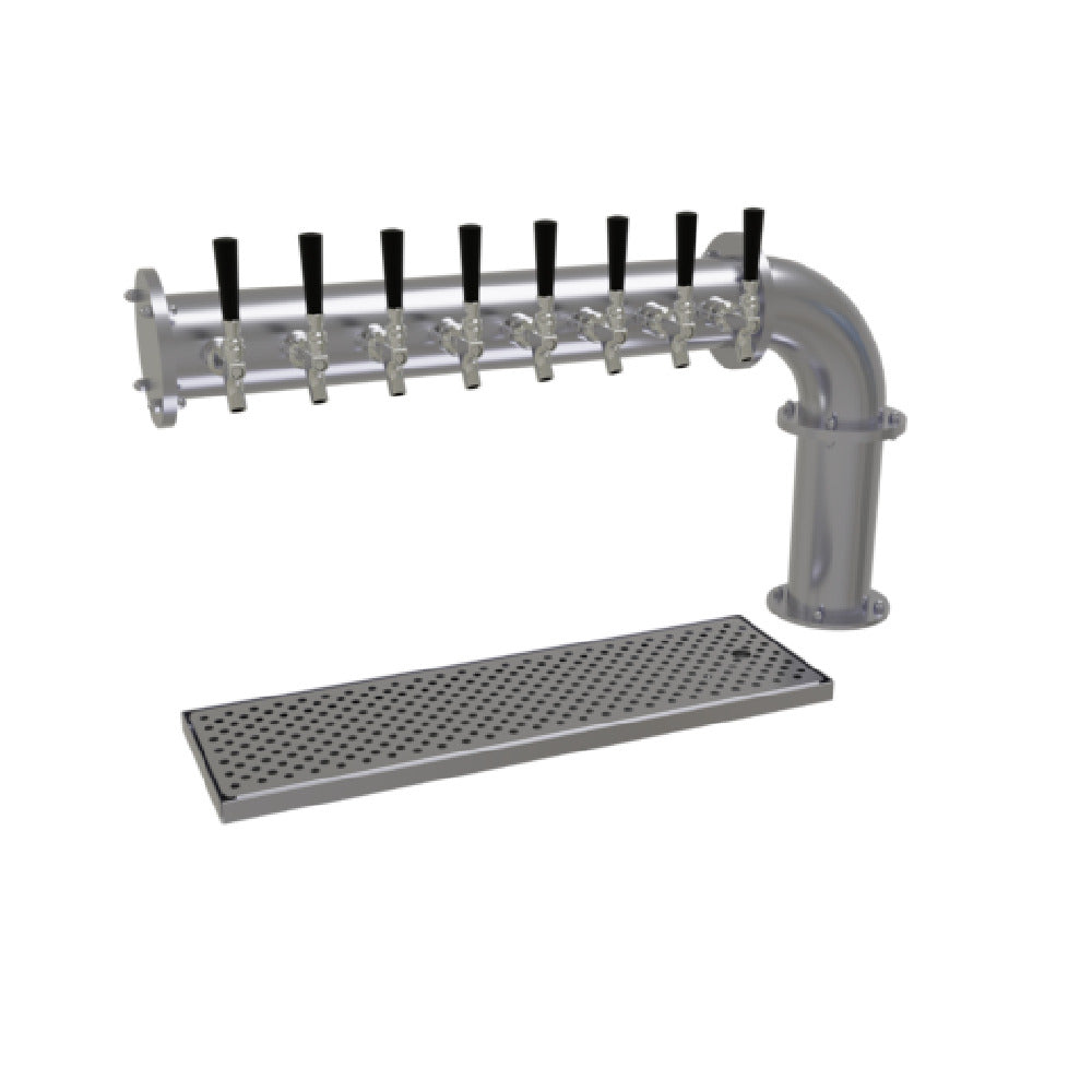Glastender PC-8-SS Pipe Cantilever Draft Dispensing Tower Countertop (8) Stainless Steel Faucets (handles Not Included)