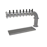 Glastender PC-8-SS Pipe Cantilever Draft Dispensing Tower Countertop (8) Stainless Steel Faucets (handles Not Included)