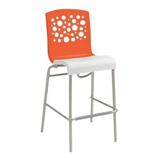 Grosfillex US838019 Tempo Stacking Barstool Resin Back With Circle Cutout Resin Seat