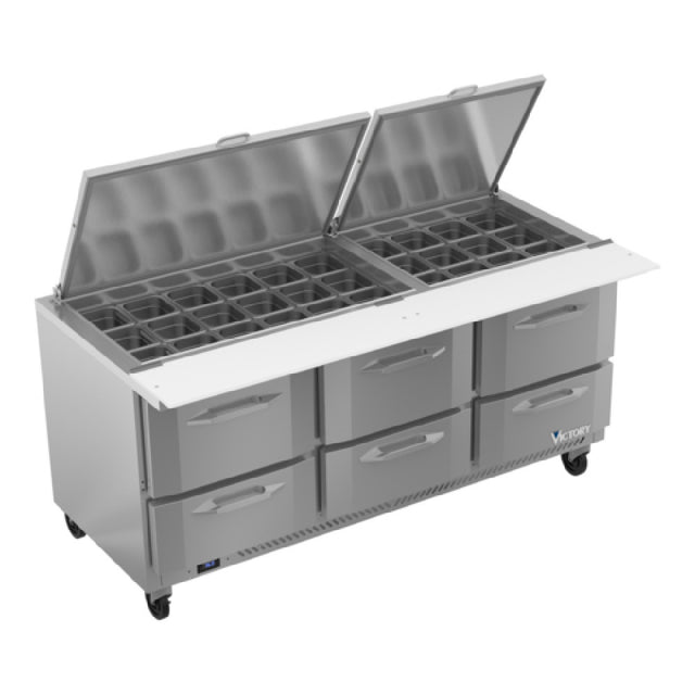 Victory VSPD72HC-30B-6 UltraSpec™ Series Big Top Sandwich Prep Table Powered By V-Core™