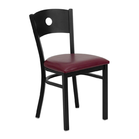 Flash Furniture XU-DG-60119-CIR-BURV-GG Hercules Series Restaurant Chair Metal Back With Circle Cutout