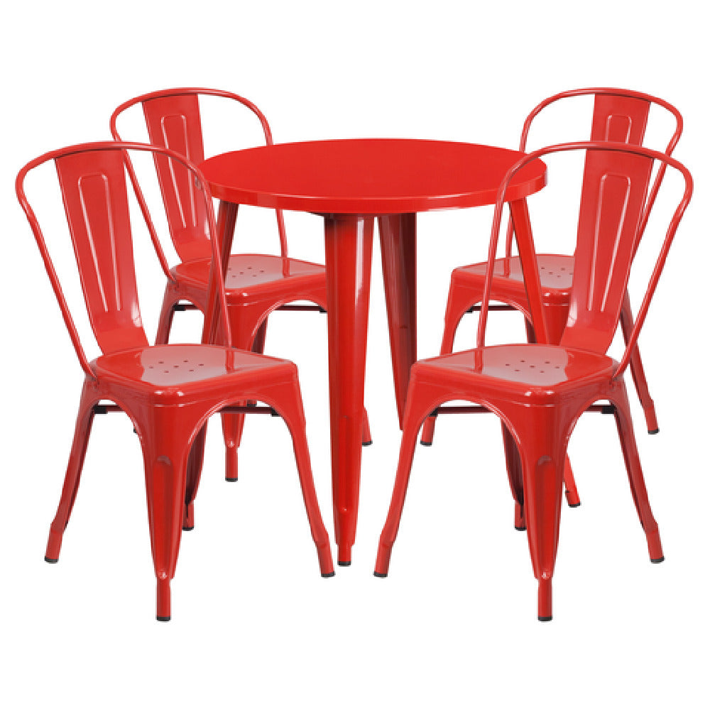 Flash Furniture CH-51090TH-4-18CAFE-RED-GG Table And Chair Set Includes (1) 30" Dia. X 29-1/2"H Table