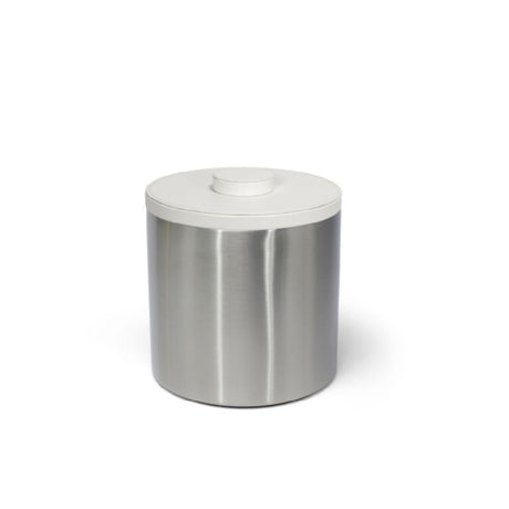 FOH RIB049BSS21 3qt Round Brushed Stainless Ice Bucket Silver With London White Lid