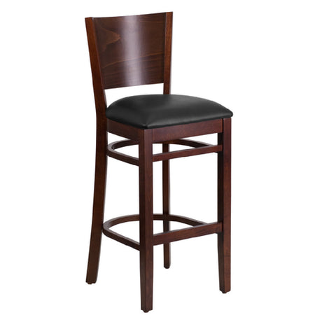 Flash Furniture XU-DG-W0094BAR-WAL-BLKV-GG Lacey Series Restaurant Bar Stool Solid Wood Back