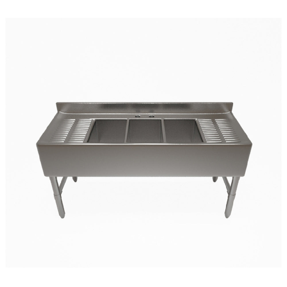 NBR Equipment UD-3-101410-72LR Underbar Sink Unit Three-compartment 72"W X 21-1/4"D X 32-1/2"H Overall Size