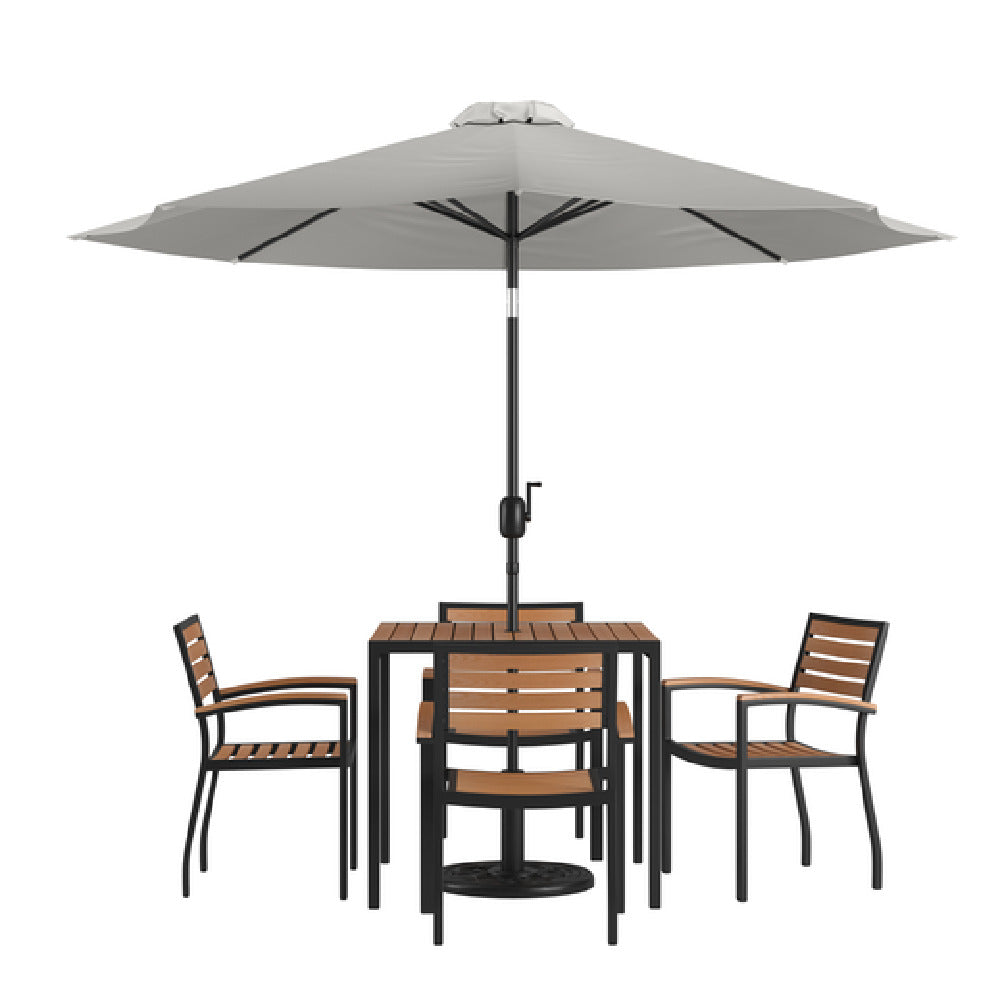 Flash Furniture XU-DG-810060064-UB19BGY-GG Patio Dining Table Set Includes (1) 35"W Square Table