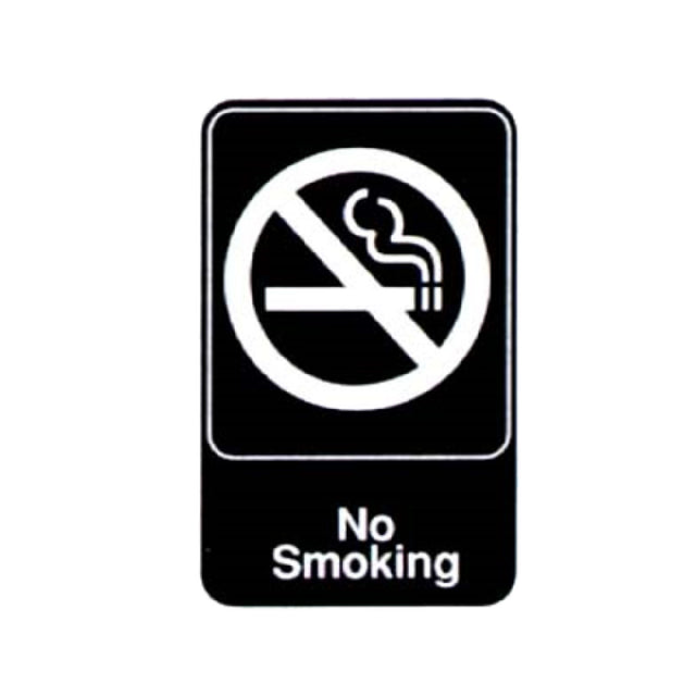 Vollrath 5613 No Smoking Sign 6" X 9" White On Black