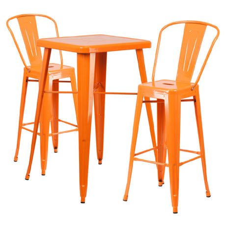 Flash Furniture CH-31330B-2-30GB-OR-GG Table And Bar Stool Set Includes (1) 27-3/4"W X 27-3/4"D X 40"H Table