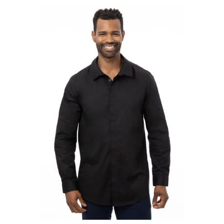 Chef Works D151-BLK-XS Premium Formal Dress Shirt Built-in Collar Stays Adjustable Button Cuffs