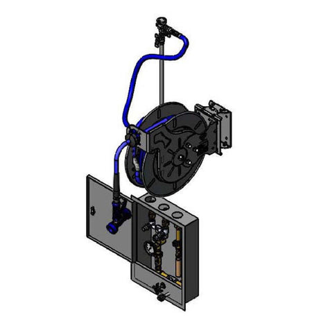 T&S Brass B-7133-U03WS5 Hose Reel Control Unit Wall-mount Open Stainless Steel Reel With 1/2" X 35' Heavy-duty Non-marking Hose