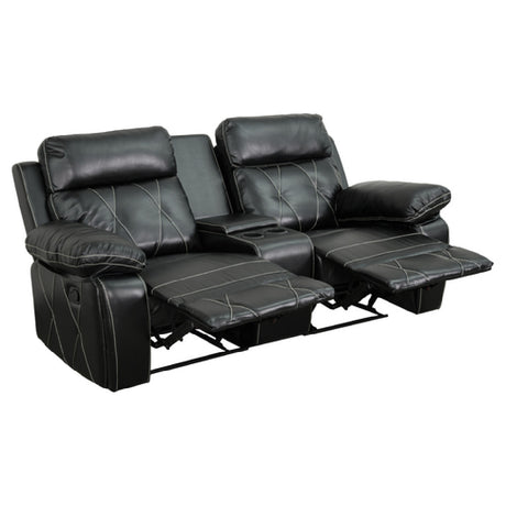 Flash Furniture BT-70530-2-BK-GG Reel Comfort Series Theater Seating Unit 78"W X 37"-66"D X 40"H