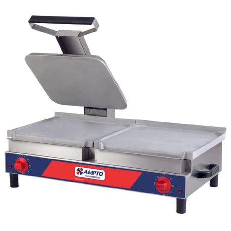 AMPTO SACL Sandwich Grill & Griddle Combination Electric (2) 12-3/8"W X 13-5/8"D Smooth Cast Aluminum Working Surface