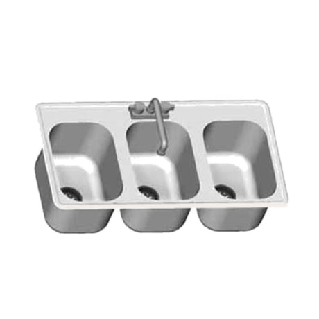 Eagle SR18-24-13.5-3 Self-Rimming Drop-In Sink Three Compartment 18" Wide X 24" Front-to-back X 13-1/2" Deep Bowls