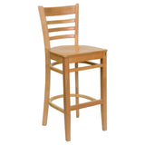 Flash Furniture XU-DGW0005BARLAD-NAT-GG Hercules Series Restaurant Bar Stool Wood Ladder Back